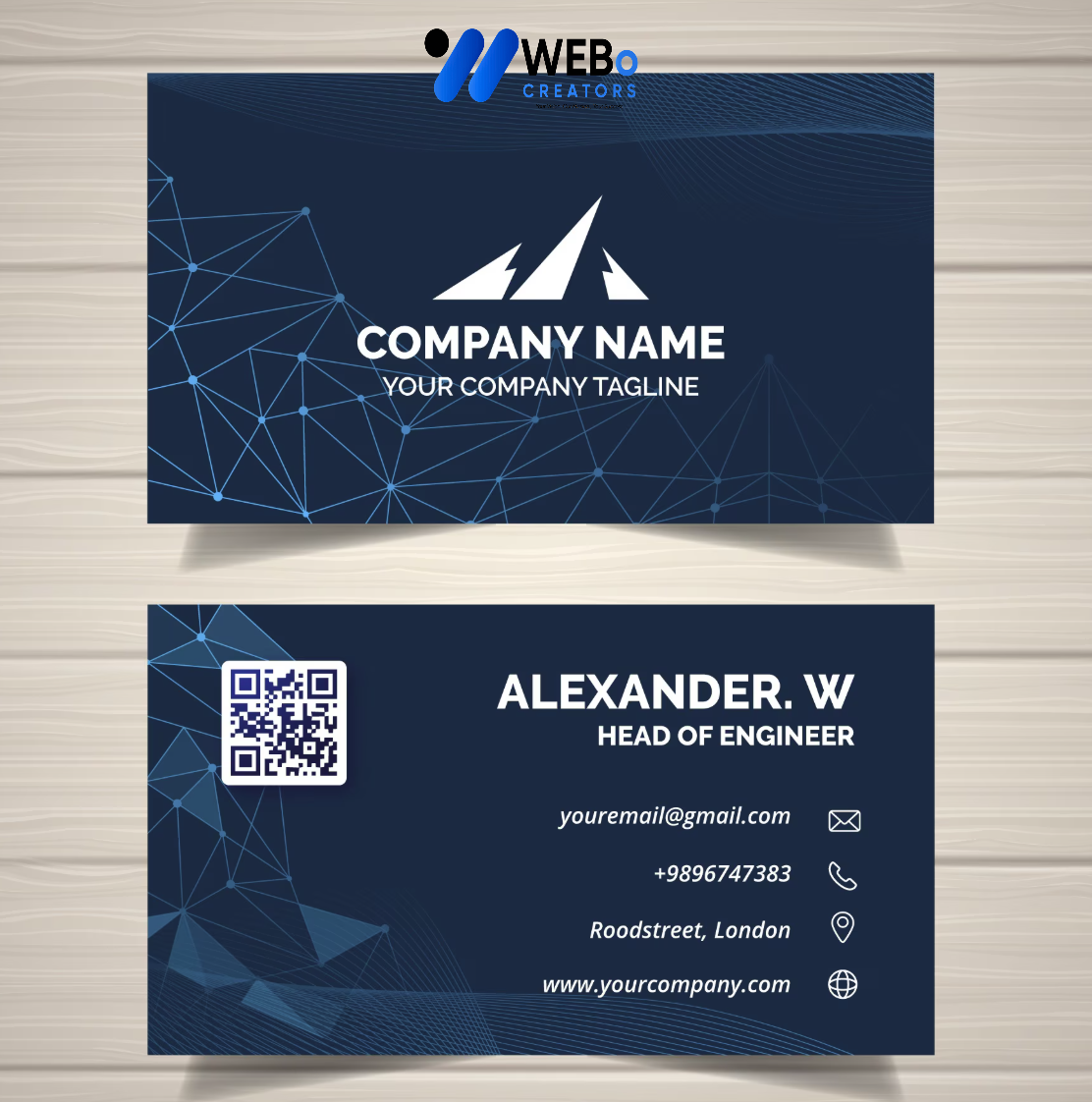 Elegant Professional Business card design with golden stripes Agency in Doha