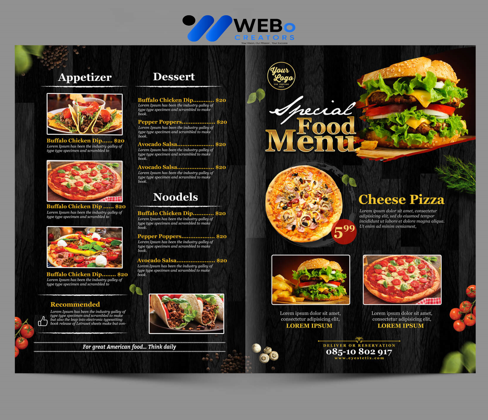 Modern restaurant menu design Doha 2026 café menu layout food branding design services